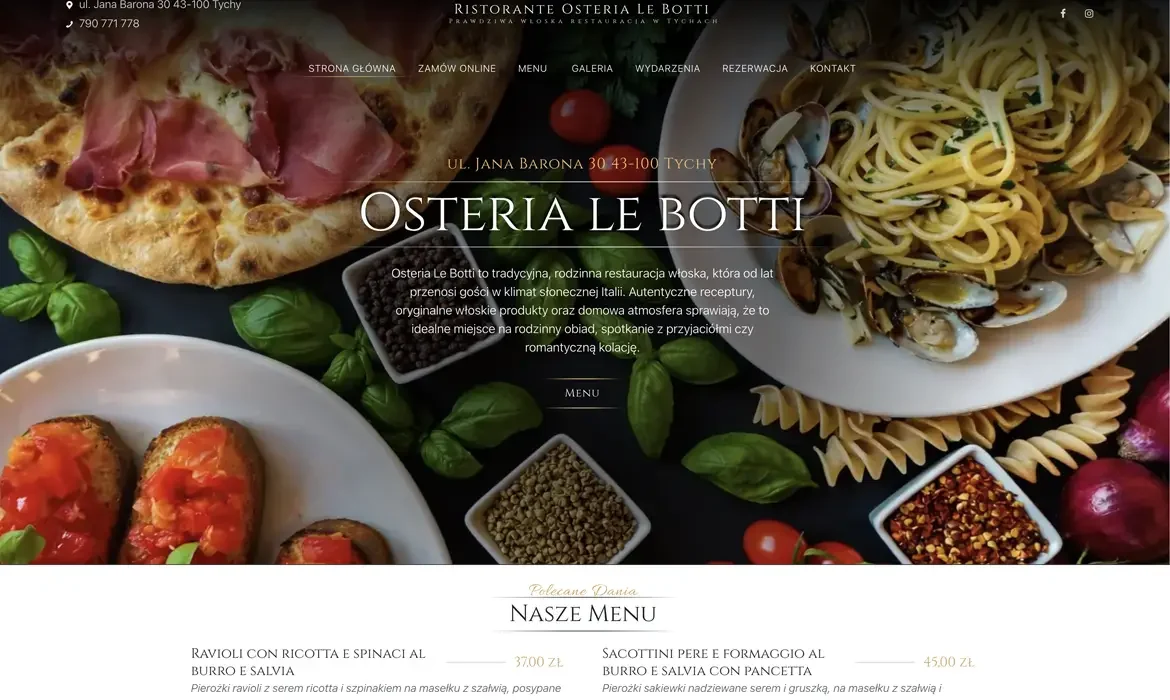 Osteria Le Botti – nowoczesna strona WordPress dla włoskiej restauracji